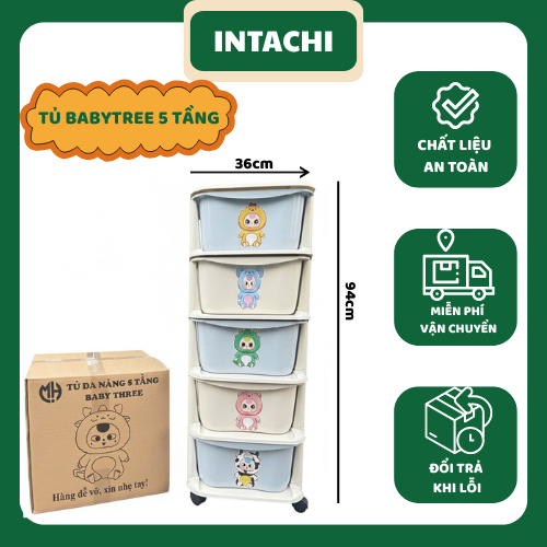 Tủ Đựng Đồ 5 Tầng BabyTree – Tủ Nhựa Đa Năng Cho Bé, Đựng Quần Áo, Đồ Chơi, Dễ Lắp Ráp