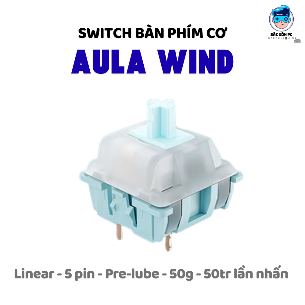 Combo Switch AULA Wind - 5 pin - Switch bàn phím cơ - Linear - 50g - Pre-lube - Âm thanh thocky
