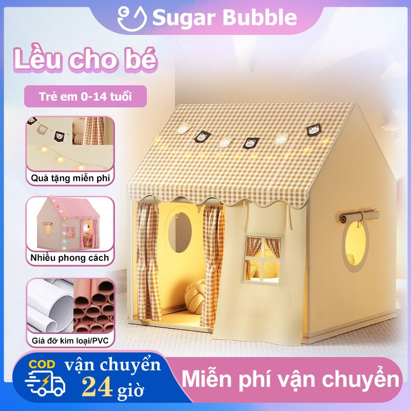 Lều cho bé,Lều công chúa và hoàng tử, ngôi nhà an toàn cho bé, Tặng kèm đèn trang trí miễn phí
