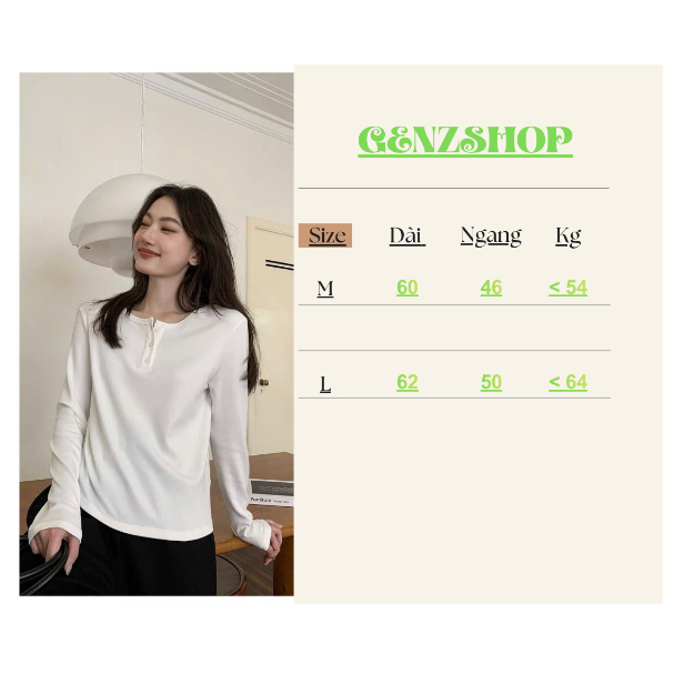 Áo Thun Nữ Dài Tay Cổ Cúc Basic Xinh Đẹp Hottrend 2026 | BigBuy360 - bigbuy360.vn