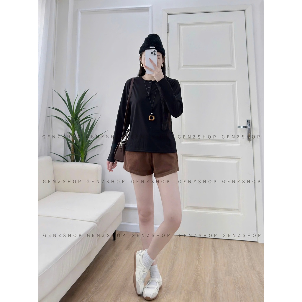 Áo Thun Nữ Dài Tay Cổ Cúc Basic Xinh Đẹp Hottrend 2026 | BigBuy360 - bigbuy360.vn