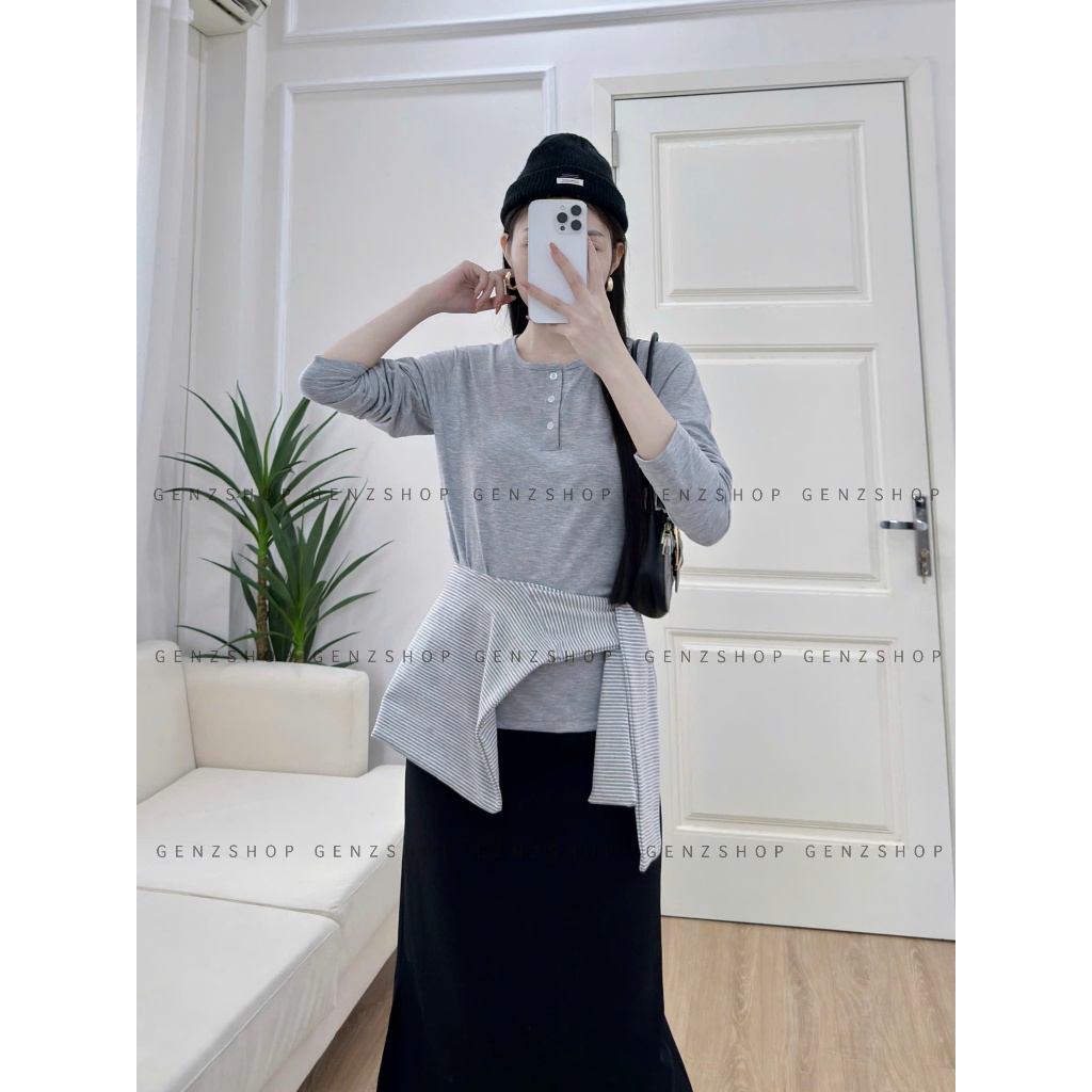 Áo Thun Nữ Dài Tay Cổ Cúc Basic Xinh Đẹp Hottrend 2026 | BigBuy360 - bigbuy360.vn