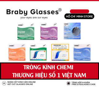  Tròng kính cận loạn viễn thị Braby Glasses dòng Chemi cao cấp chống tia uv lọc ánh sáng xanh đổi màu khi ra nắng 