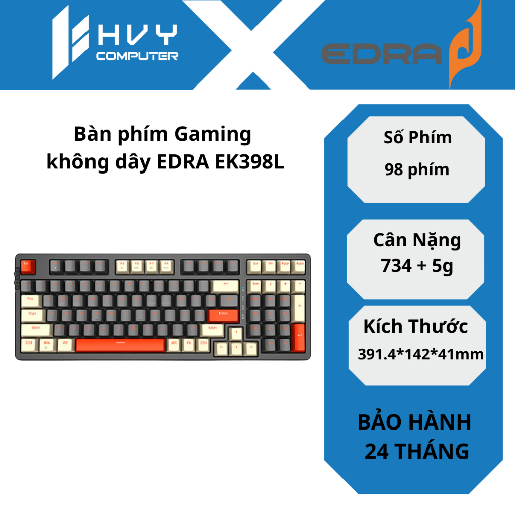 Bàn phím Gaming không dây EDRA EK398L