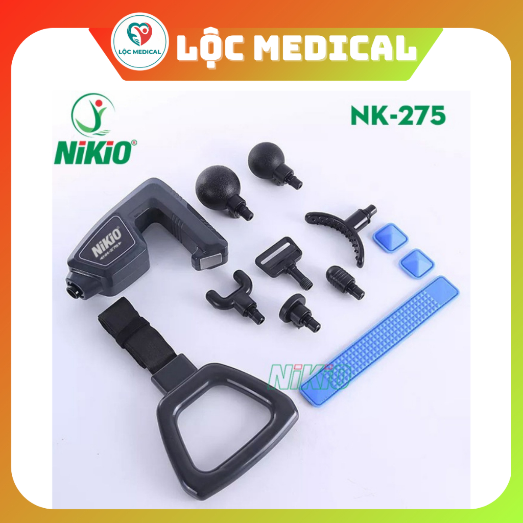 Súng Massage Nikio NK-275 - Thiết Bị Giãn Cơ Toàn Thân Thế Hệ Mới, 6 Tốc Độ, Đen/Trắng