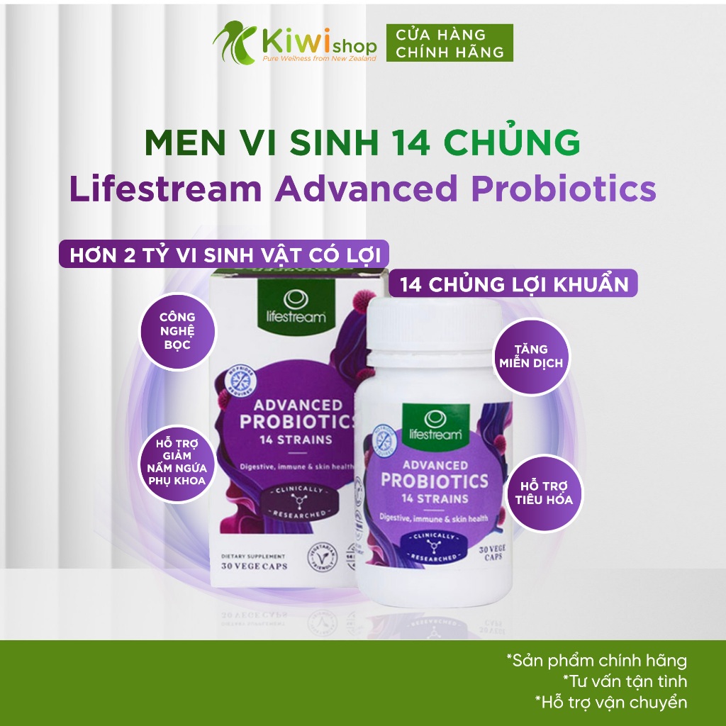 Men Vi Sinh 14 Chủng Lifestream Advanced Probiotics New Zealand 30 Viên