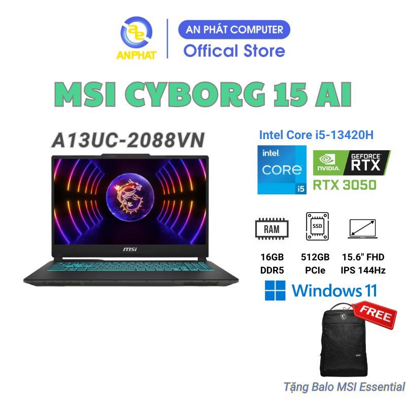 Laptop MSI Cyborg 15 A13UC-2088VN (Intel Core i5-13420H | RTX 3050)