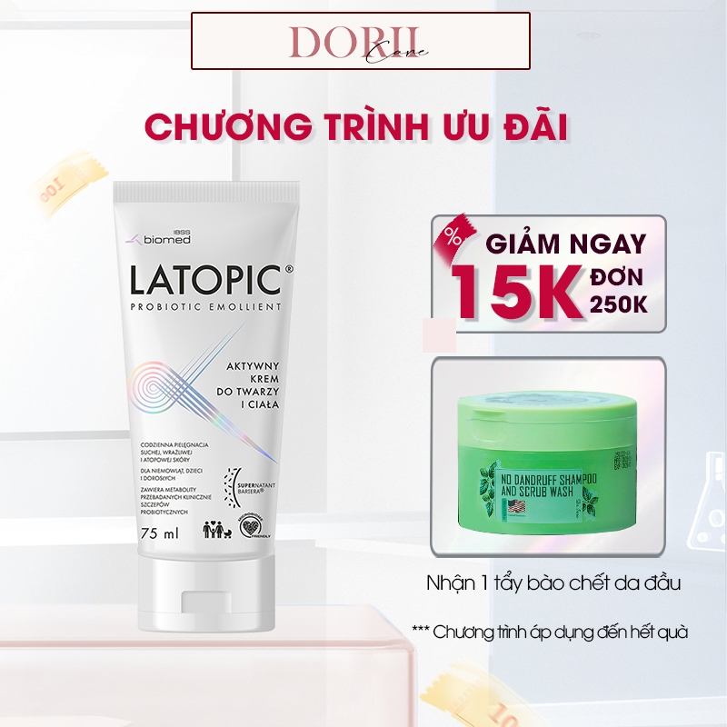 Latopic Kem dưỡng ẩm làm dịu cho da dị ứng, kích ứng Latopic Face And Body Cream 75ml tặng tẩy bào c