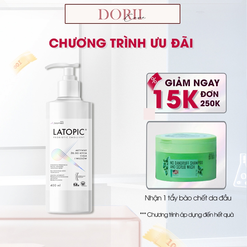 Latopic Gel tắm gội dành cho dạ dị ứng kích_ứng Latopic Body And Hair Wash Gel 400ml tặng tẩy bào ch