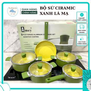 Bộ nồi inox 304 cao cấp Amey, bộ nồi 5 món 9 đáy dày dặn chống gỉ dùng cho mọi loại bếp - Tổng Kho Gia Dụng Lê Hà