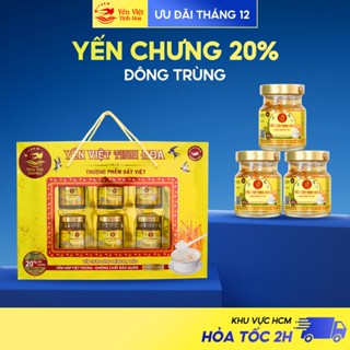   TẶNG 12 HŨ  Yến Chưng Sẵn Đông Trùng 20% Tổ yến- 70ml -Yến Việt Tinh Hoa -Quà Sinh Nhật- Biếu Tặng 