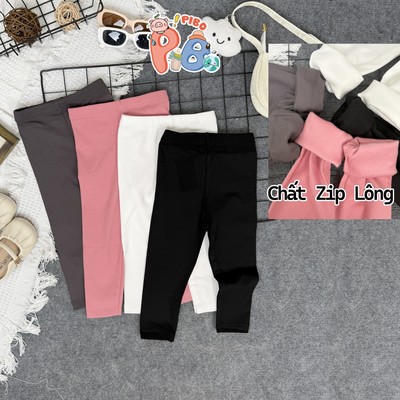 Quần Legging Dài  Zip Lông Thu Đông Giữ Nhiệt Cho Bé Gái, Quần Giữ Nhiệt Giữ Ấm Tốt Cho Bé BaByBoo- PiBo Store-T1