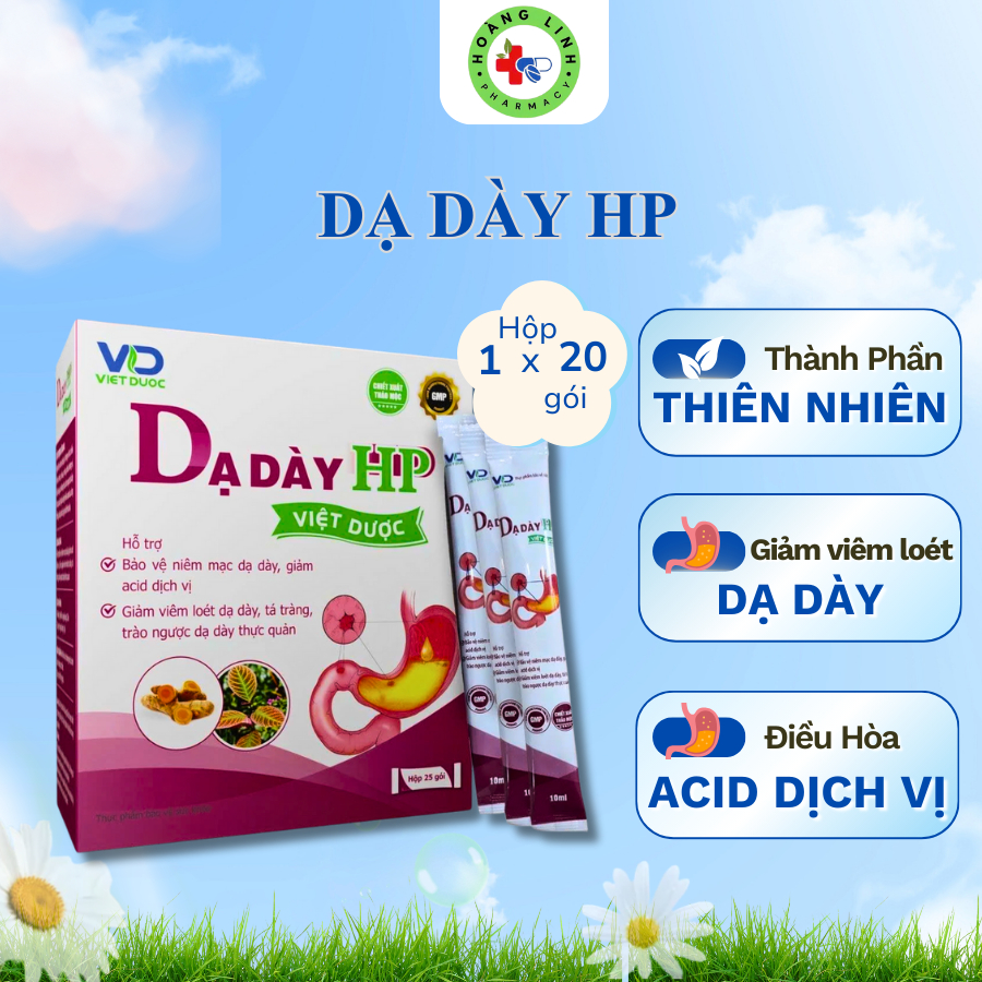 DẠ DÀY HP Việt Dược hỗ trợ giảm axit dịch vị, bảo vệ niêm mạc dạ dày - Hộp 25 gói