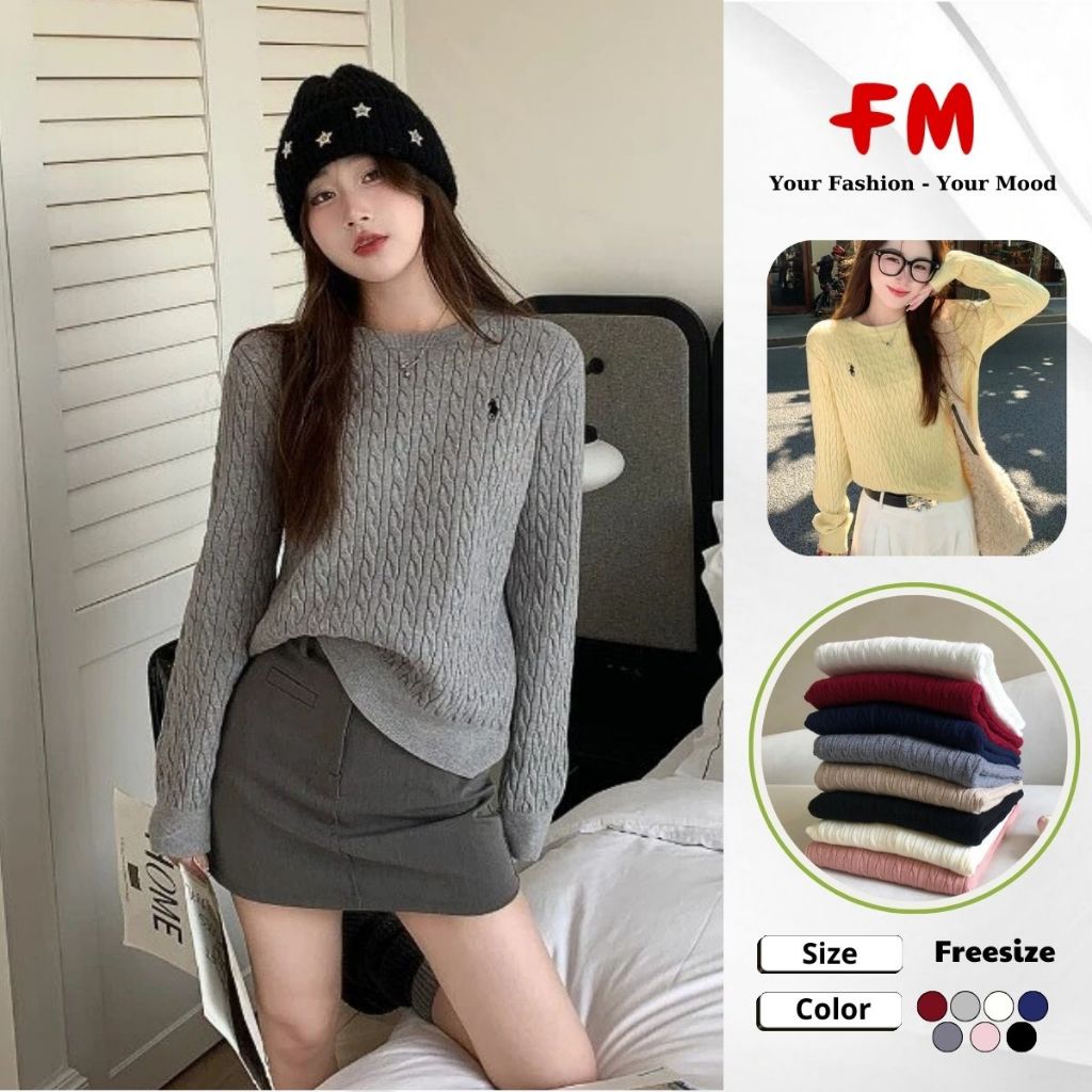 Áo Len Thêu Ngựa Nữ FMSTYLE SHOP – Dệt Kim Cao Cấp, Cổ Tròn Trẻ Trung, Mặc Đẹp Mọi Dịp 25112322