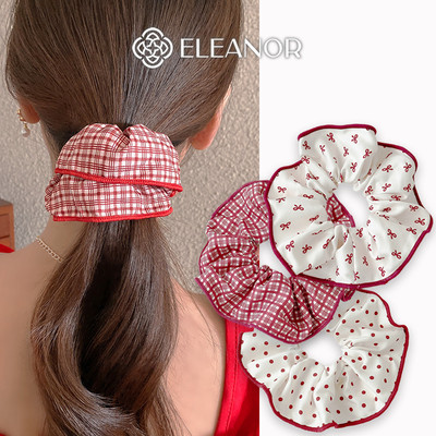 Dây buộc tóc nữ scrunchies Eleanor Accessories chấm bi caro đỏ trắng phụ kiện tóc cột tóc tết 10979