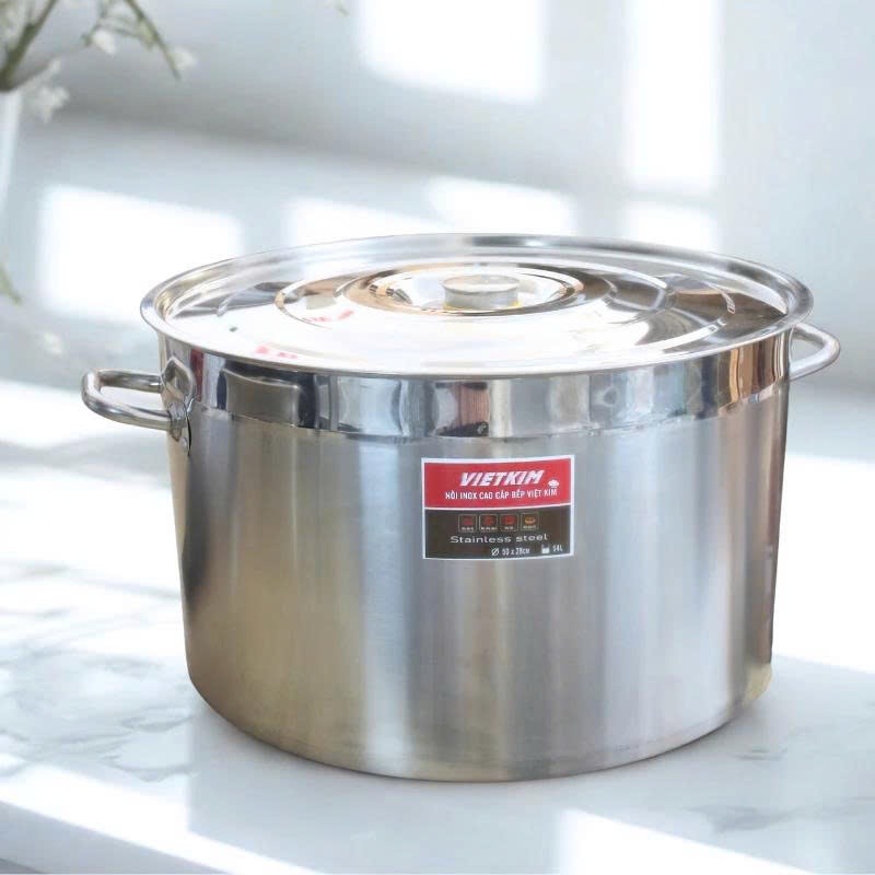 Nồi inox thấp 50cm đáy dày - 50L kích thước 50*26cm - INOX HA ANH