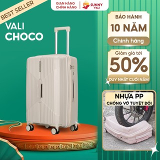  Vali du lịch siêu nhẹ SUNNY CHOCO vali kéo size 20 24 28 chất liệu nhựa PP chống vỡ tuyệt đối 