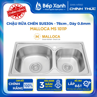 [FREESHIP HCM] Chậu Rửa Chén Malloca MS 1011P - Chất Liệu Inox 304 - Kích thước 78x43 cm