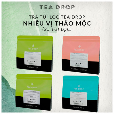 Trà Tea Drop Úc 25 Túi Lọc – 4 Hương Vị Cao Cấp – Strawberry │ White Berry │ Fruits of Eden │ Mango Magic
