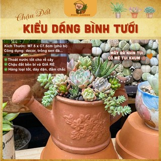  Chậu đất nung - Chậu trồng sen đá xương rồng - Chậu trồng cây - Chậu cây - Chậu bình tưới  7.5x7.5 