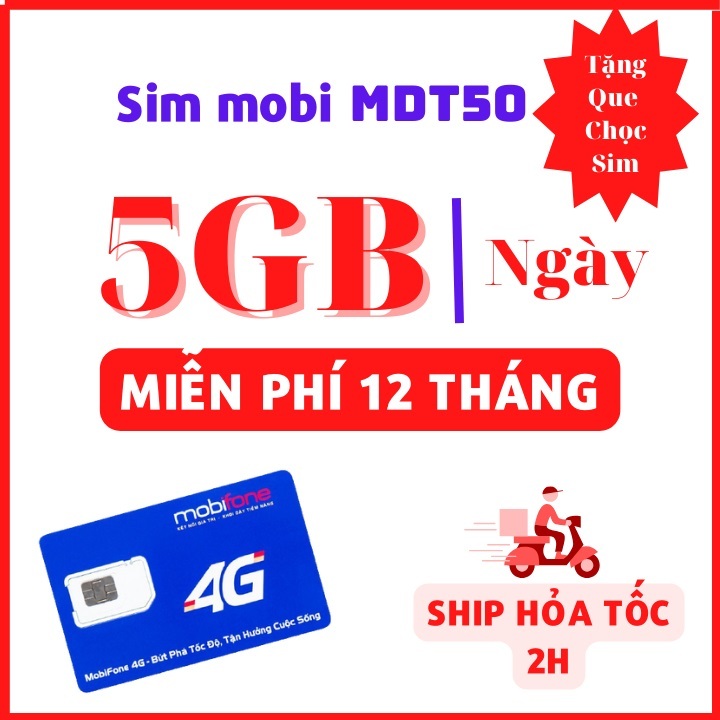CÓ ESIM - TRỌN GÓI 1 NĂM VÀO MẠNG DATA 5GB/NGÀY TỐC ĐỘ CAO - SIM 4G/5G MOBIFONE 12MDT50