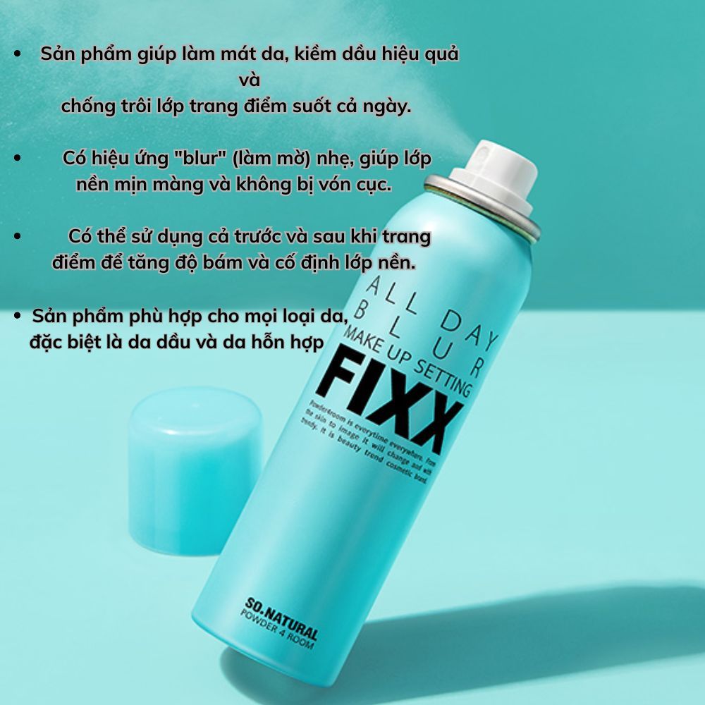 Xịt Khóa nền So’Natural Make Up Setting Fixx giúp lớp nền căng bóng, mịn lì | BigBuy360 - bigbuy360.vn