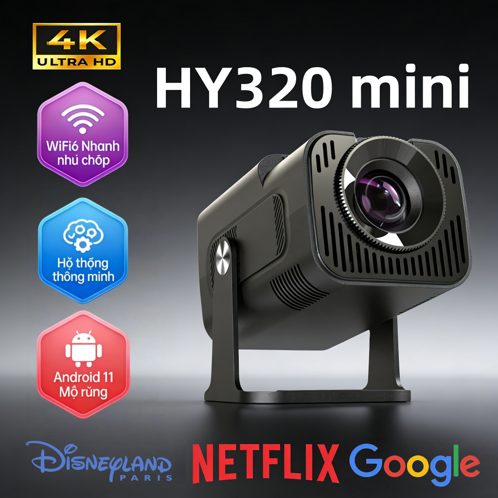 Máy Chiếu Mini HY320 - Công Nghệ Android 11 Tiên Tiến, Hình Ảnh Sắc Nét, Thiết Kế Tối Ưu Cho Không Gian Gia Đình