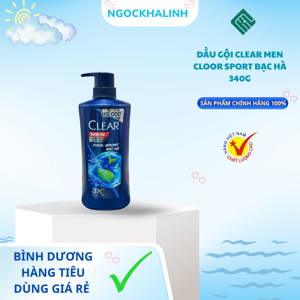 Dầu gội Clear men cloor sport Bạc Hà 340G