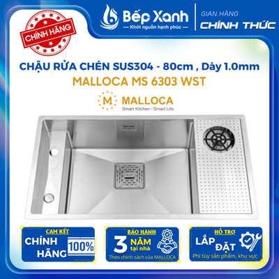 [FREESHIP HCM] Chậu rửa chén Malloca MS 6303 WST - Có khu vực vệ sinh ly cốc - Bảo Hành 3 Năm