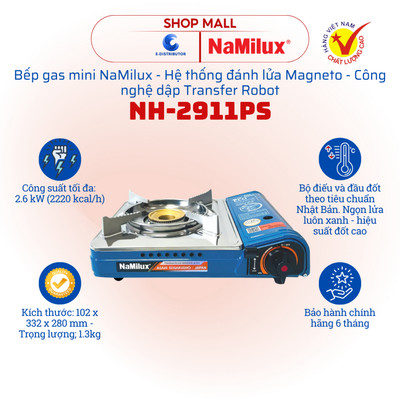 [HỎA TỐC] Bếp gas mini Eco NaMilux NH-P2911PS - Công suất mạnh mẽ 2.6kW