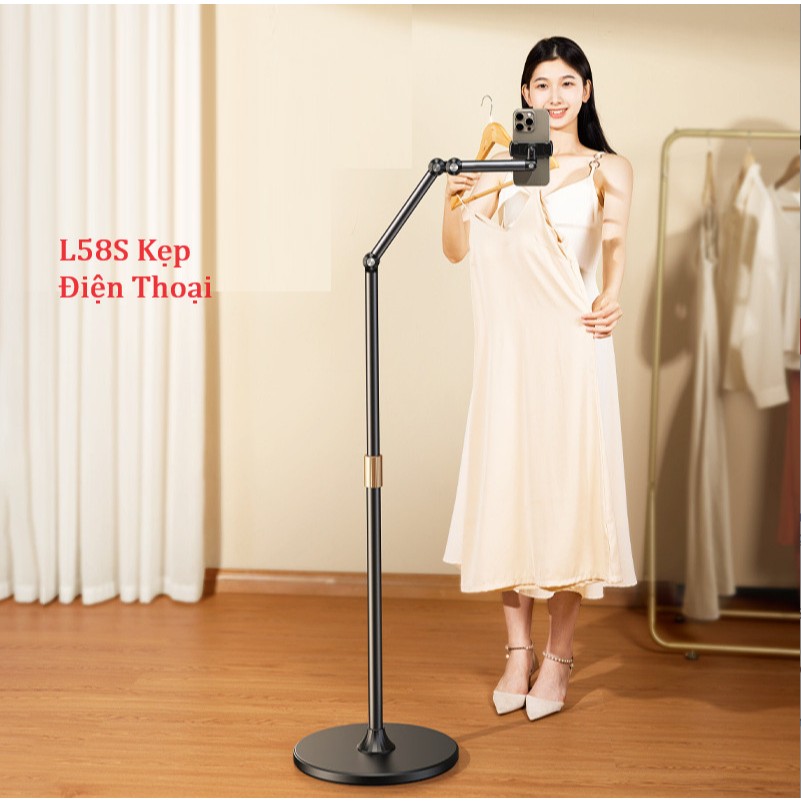 P75LS | Cây Kẹp Điện Thoại, Ipad Quay Live Bằng Hợp Kim Nhôm Chắc Chắn, Điều Chỉnh Độ Cao