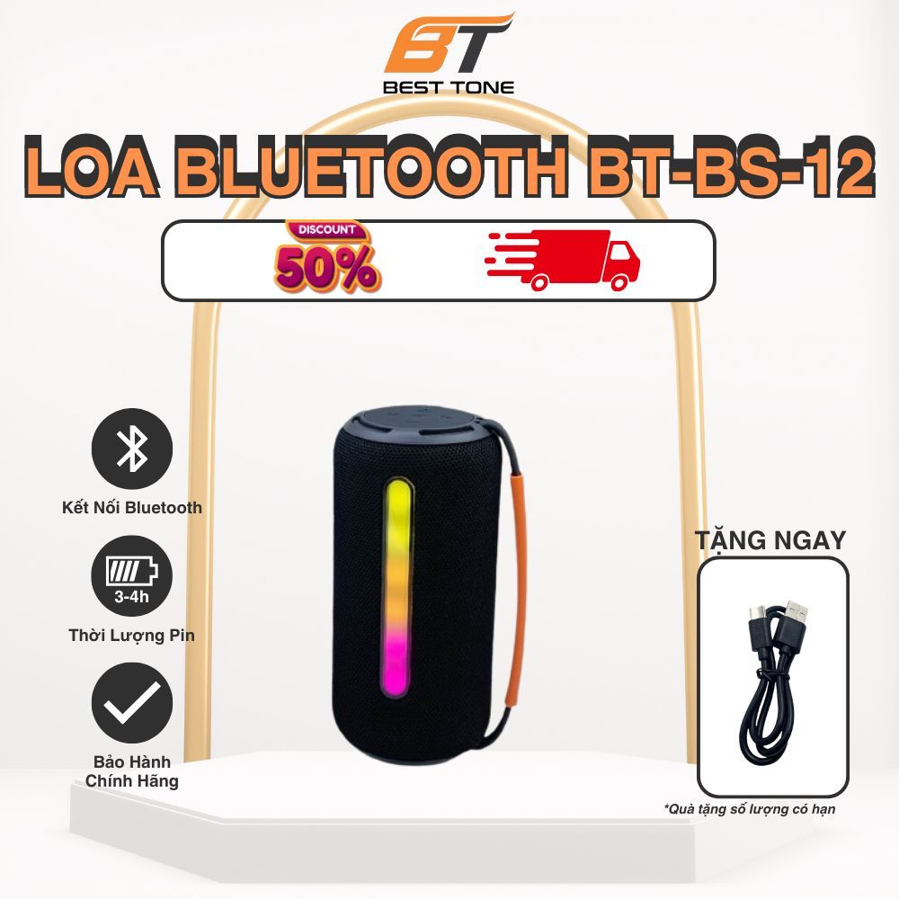 Loa Bluetooth BT-BS-12 Nhạc nhạc hay,Âm thanh chất,Thiết kế thể thao,Dễ dàng mang theo,Nhiều màu sắc