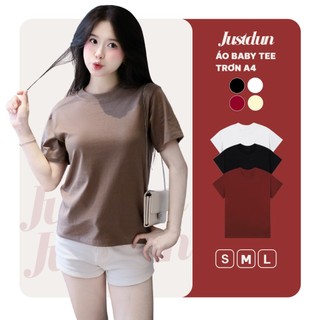  Áo Thun Nữ Baby Tee Trơn JUSTDUN A4 - Cotton 2 Chiều Co Giãn Mềm Mại Êm Ái Thoải Mái Thoáng Mát 