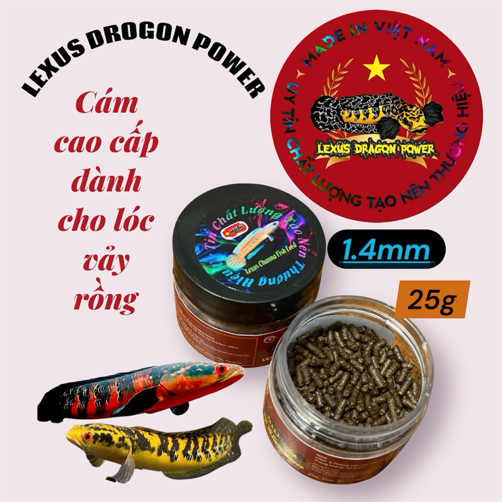 Cám Lexus dragon power 25g cám cao cấp chuyên cho lóc vảy rồng hỗ trợ màu sắc viền vảy batik vay kì 