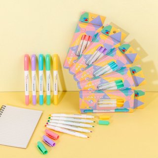  Combo 5 Bút dạ quang màu Pastel Thiên Long Pazto HL-016 - Không để lại vết khi Photocopy  5 màu khác nhau 2 đầu  