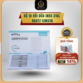 Hộp 10 Đôi Đũa Inox, đũa inox không gỉ 316 Chính Hãng Haatz  Chống Trơn Trượt Hàng Cao Cấp - Bếp Của Hà