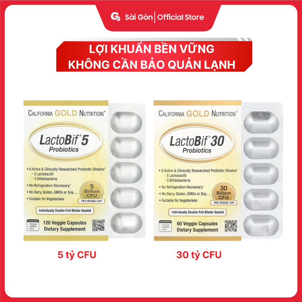 Viên uống men vi sinh LactoBif Probiotics California Gold Nutrition, bổ sung lợi khuẩn - Gymstore