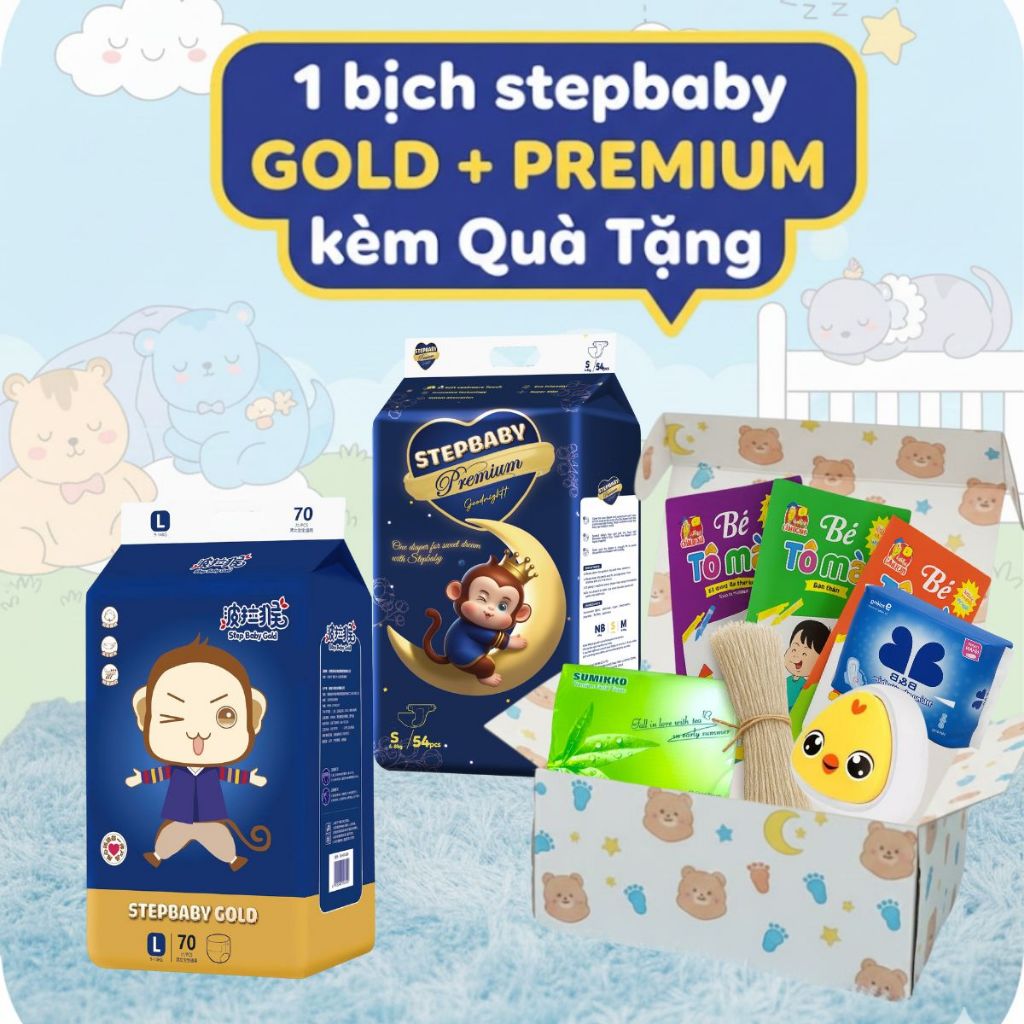 FULL QUÀ TẶNG🍎 1 BỊCH STEPBABY PREMIUM , STEP BABY GOLD 🍎Tã/Bỉm Quần/Dán Đủ size 🍎 bỉm khỉ, bim_step