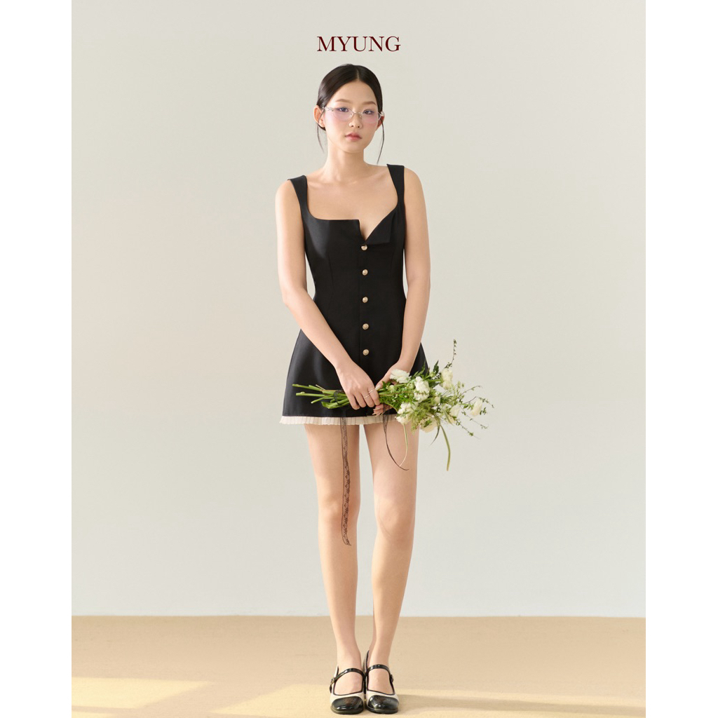MYUNG Đầm ngắn cổ vuông | PERRY dress (đã cộng phí sàn 20%)