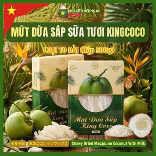   15.01  Mứt Dừa Sáp Sữa tươi KING COCO Sấy Dẻo | Loại To dài Ít Ngọt | Đặc Sản Trà Vinh  Hộp 500g  