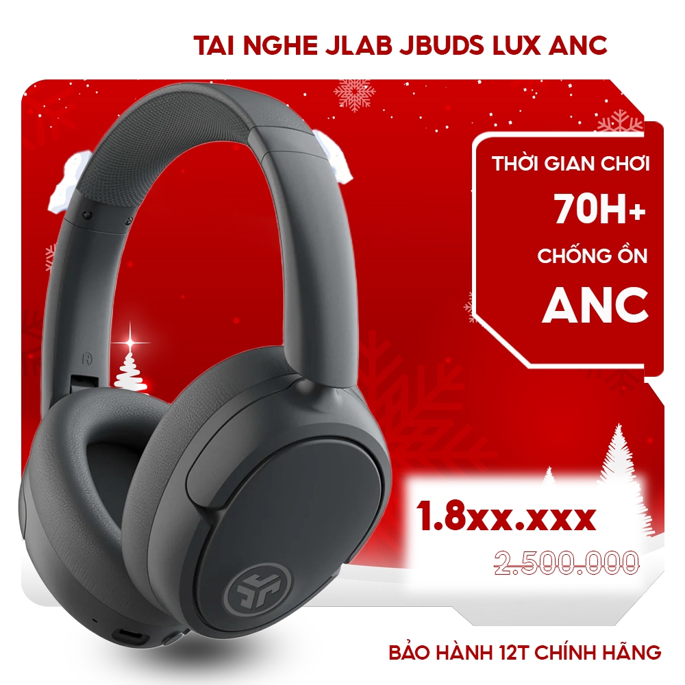 Tai Nghe Chụp Tai JLab JBuds Lux ANC Không Ko Dây Bluetooth Choàng Đầu Chống Tiếng Ồn Chủ Động Khi N