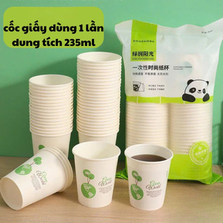  Cốc giấy dùng 1 lần SET 50 cốc giấy gấu trúc nhập khẩu dùng 1 lần chịu nhiệt an toàn sức khỏe - dung tích 235ml 