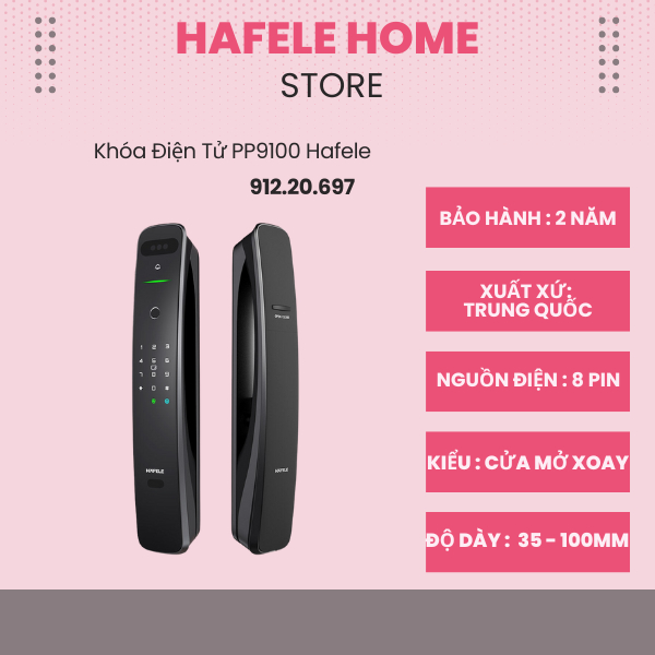Khóa Điện Tử Hafele PP9100 912.20.697 – Cảnh Báo Trộm – Hướng Dẫn Bằng Giọng Nói Tiếng Anh
