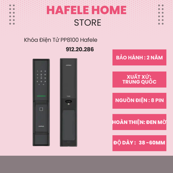 Khóa Điện Tử Hafele PP8100 912.20.286 – Linh Hoạt 2 Chế Độ – Chống Sốc Điện – Chế Độ Riêng Tư