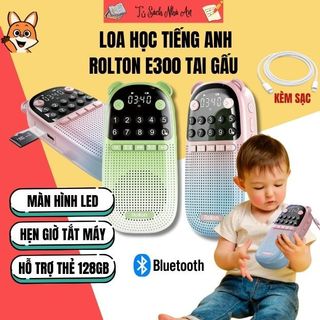  Loa Học Tiếng Anh Rolton E300 Hình Gấu 2 Màu Dễ Thương CHO BÉ – Loa mini HIFI hỗ trợ TF Card   Bluetooth hẹn giờ tắt 