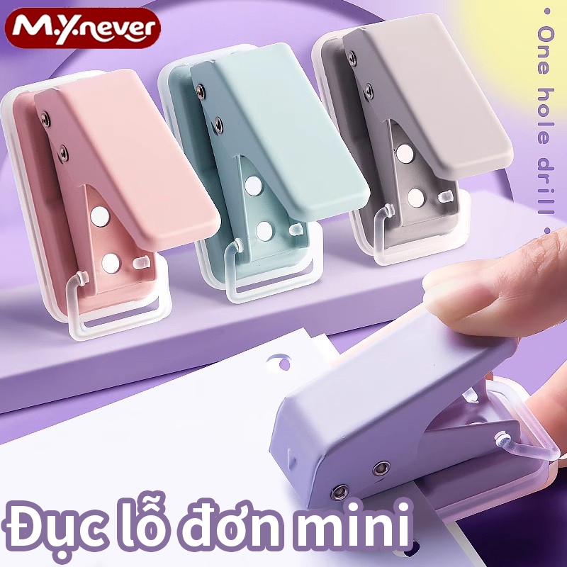 Dập Lỗ Mini Màu Macaroon M.Y.Never – Đục Lỗ Giấy, Sổ Bìa Rời