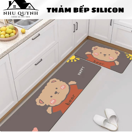 Thảm chùi chân Silicon 4 lớp thấm hút nước nhà bếp, Bộ thảm bếp nhà tắm chống trơn trượt an toàn cho