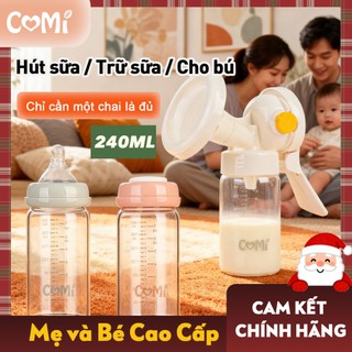  BÌNH TRỮ SỮA THỦY TINH CHO BÉ COMI - BÌNH TRỮ SỮA CỔ RỘNG 240ML ĐÁP ỨNG NHU CẦU BÚ CỦA ĐA SỐ BÉ TRONG MỖI CỮ SỮA 