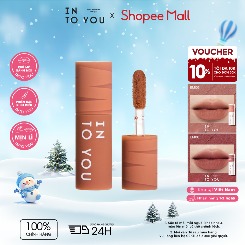Son Mini Bùn INTO YOU Lì Nhẹ Bền Màu Mềm Mịn Làm Đầy Rãnh Môi Khử Thâm Đẹp Cho Nữ Sáng Da 1g | BigBuy360 - bigbuy360.vn