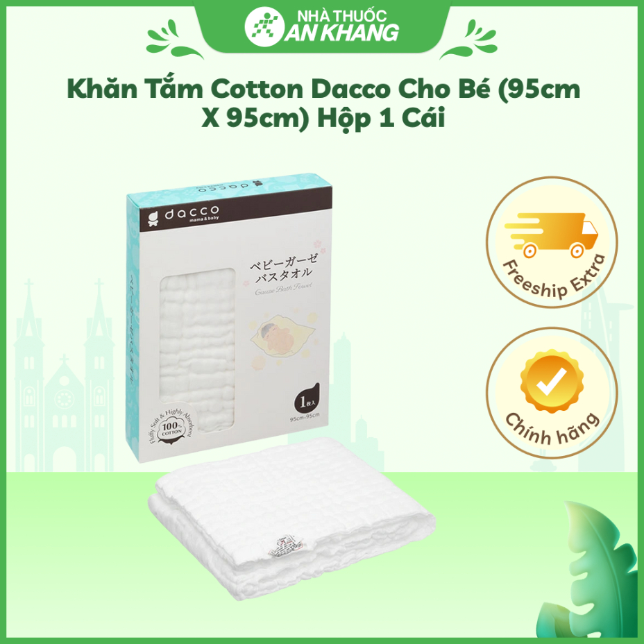 Khăn tắm Cotton Dacco cho bé (95cm x 95cm) hộp 1 cái